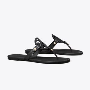 Tory Burch Miller Leather Sandals Perfect Black Size 6.5 Quiet Luxury Minimalist